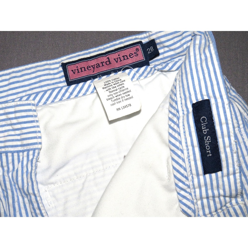 Vineyard Vines Pin Striped 100%‎ Cotton Seersucker Chino Club Shorts Men's 28 - Picture 3 of 5